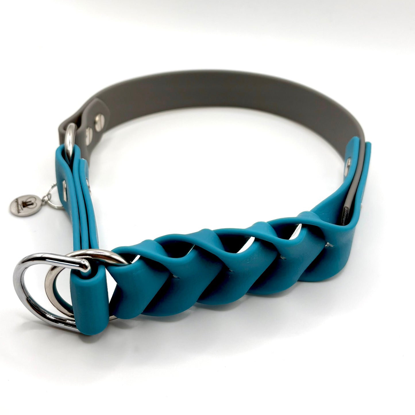 Zugstopp Halsband "Nova" - Türkis & Grau