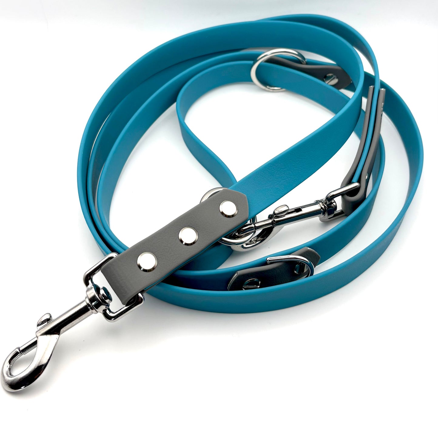 Zugstopp Halsband "Nova" - Türkis & Grau