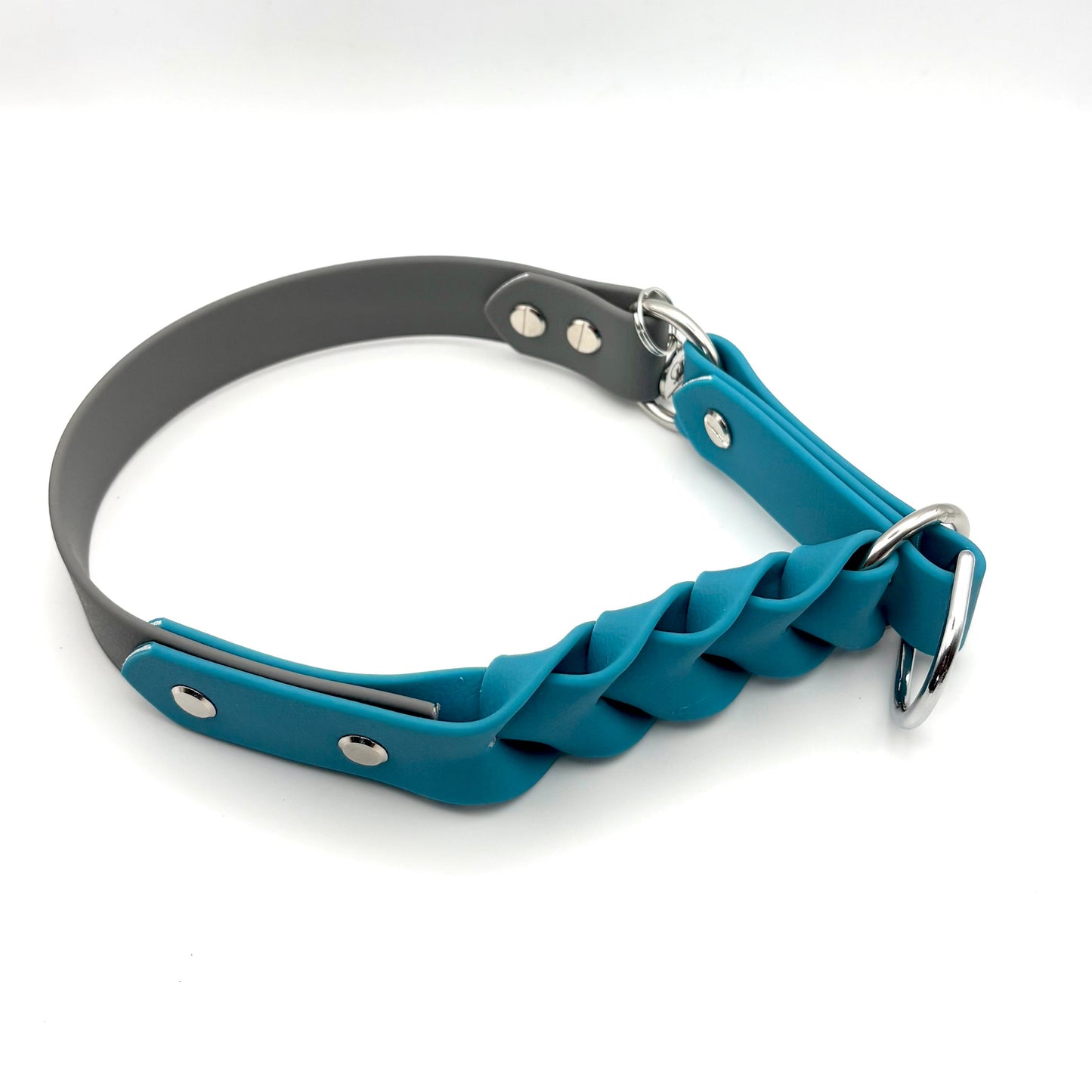 Zugstopp Halsband "Nova" - Türkis & Grau