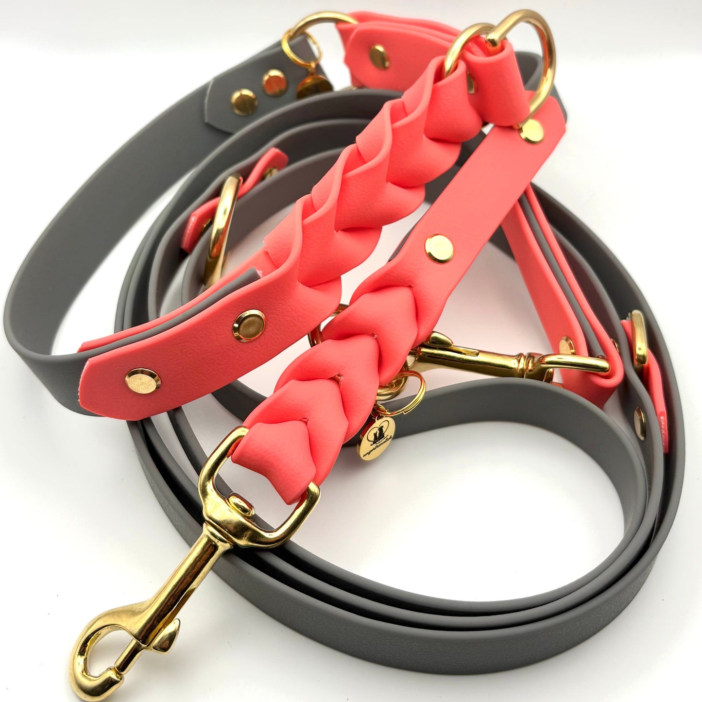Zugstopp Halsband "Nova" - Coral & Grau