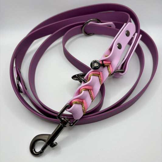 Hundeleine „Velia Glow“ –  Lila & Flieder (3-fach verstellbar)