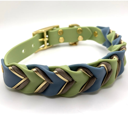 Halsband „Velia Goldline“ - Limettengrün & Petrol